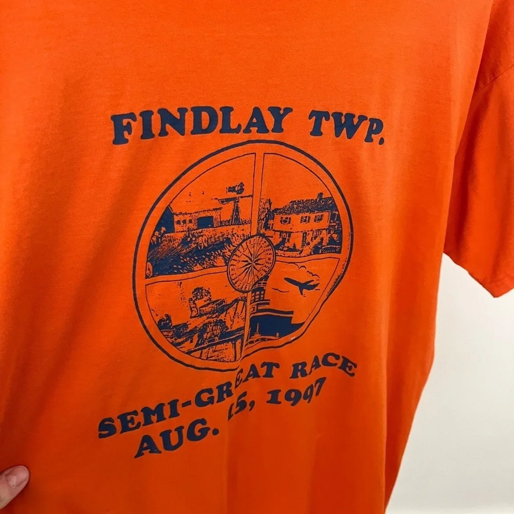 Vintage 90s Orange Race TShirt - Picture 2 of 5